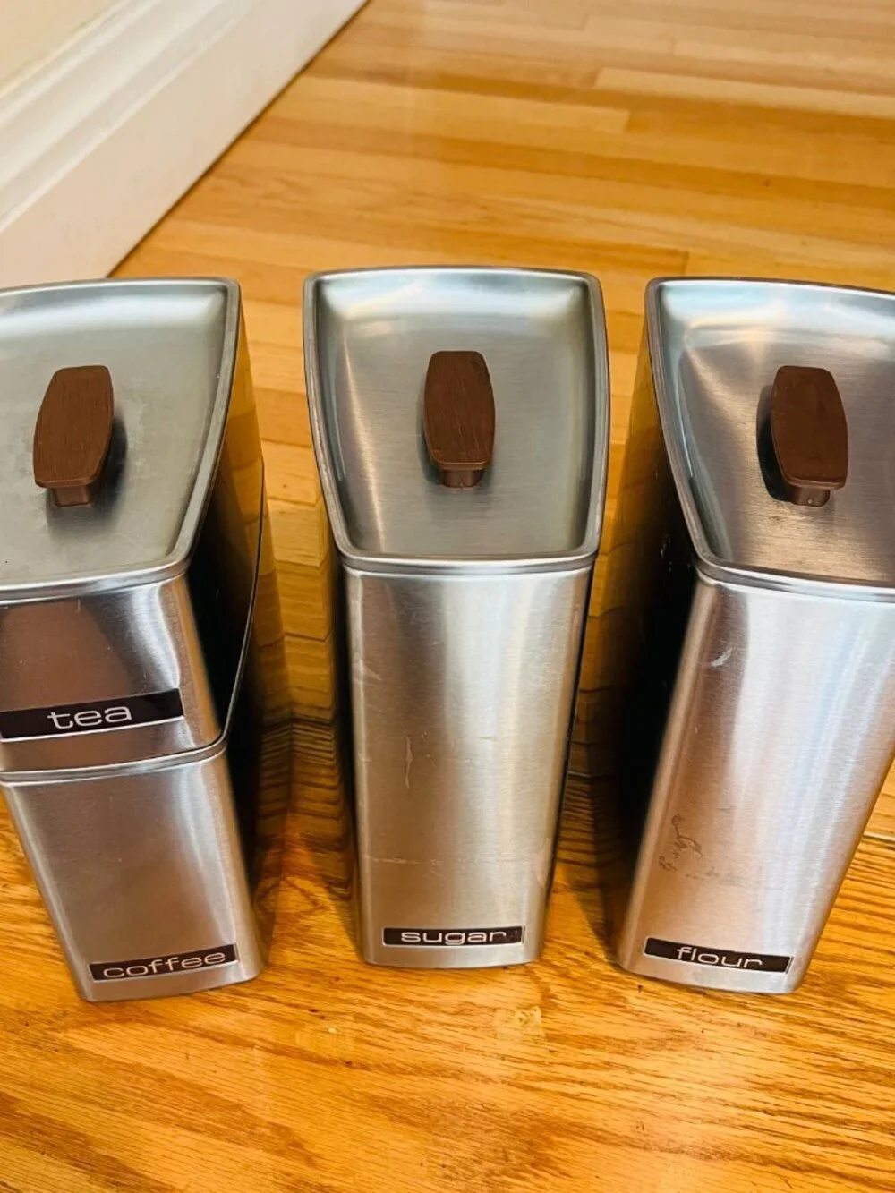 Vintage MCM Lincoln BeautyWare Four-Piece Kitchen Canister Set